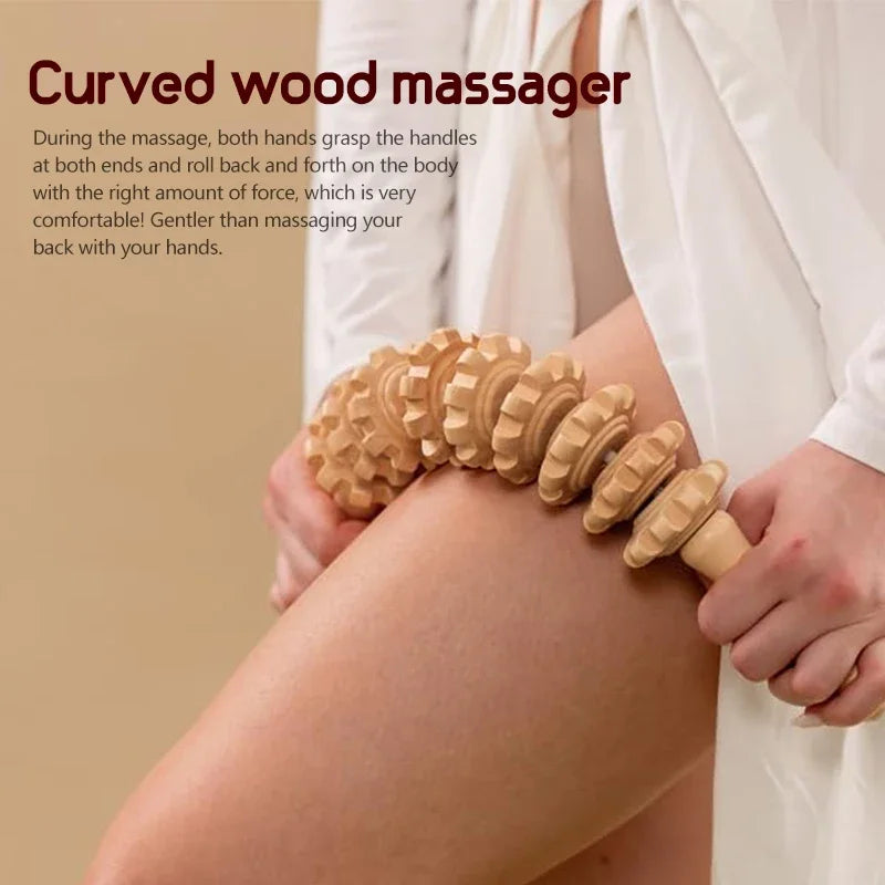 LuxLure™ Wooden Massage Roller Lymphatic Drainage Massage Scraping Whole Body Pain Relief Tool Anti Cellulitis Facial Massage