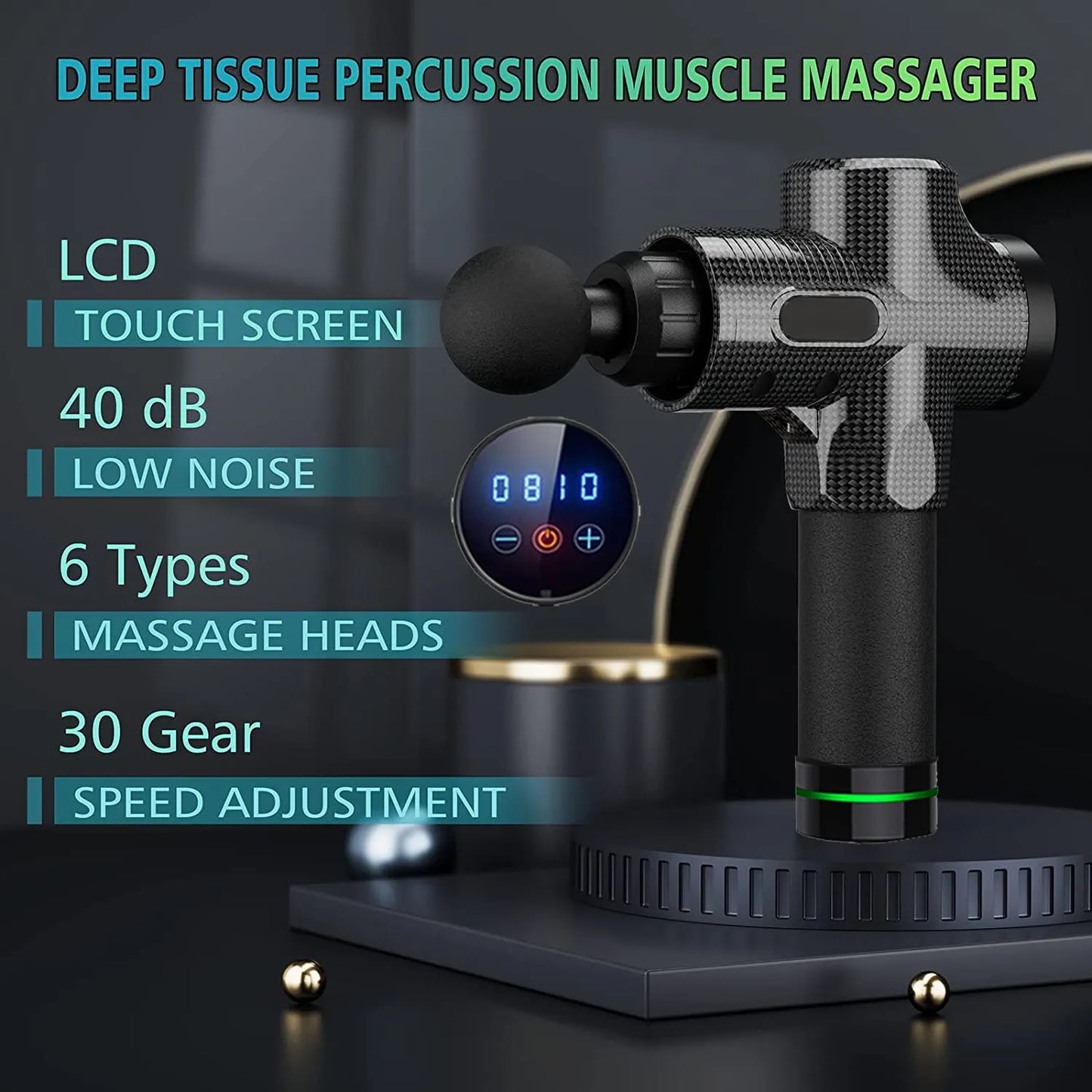 LuxLure™ Portable Massage gun for pain relief in back, neck and body muscles