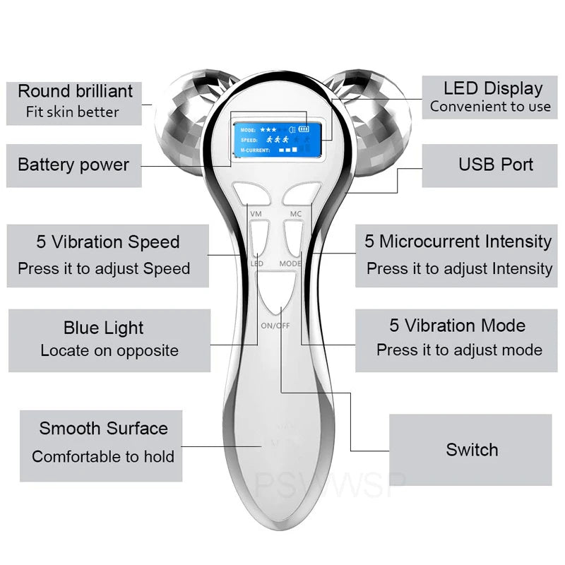 LuxLure™ 4D Microcurrent Face Massager Roller